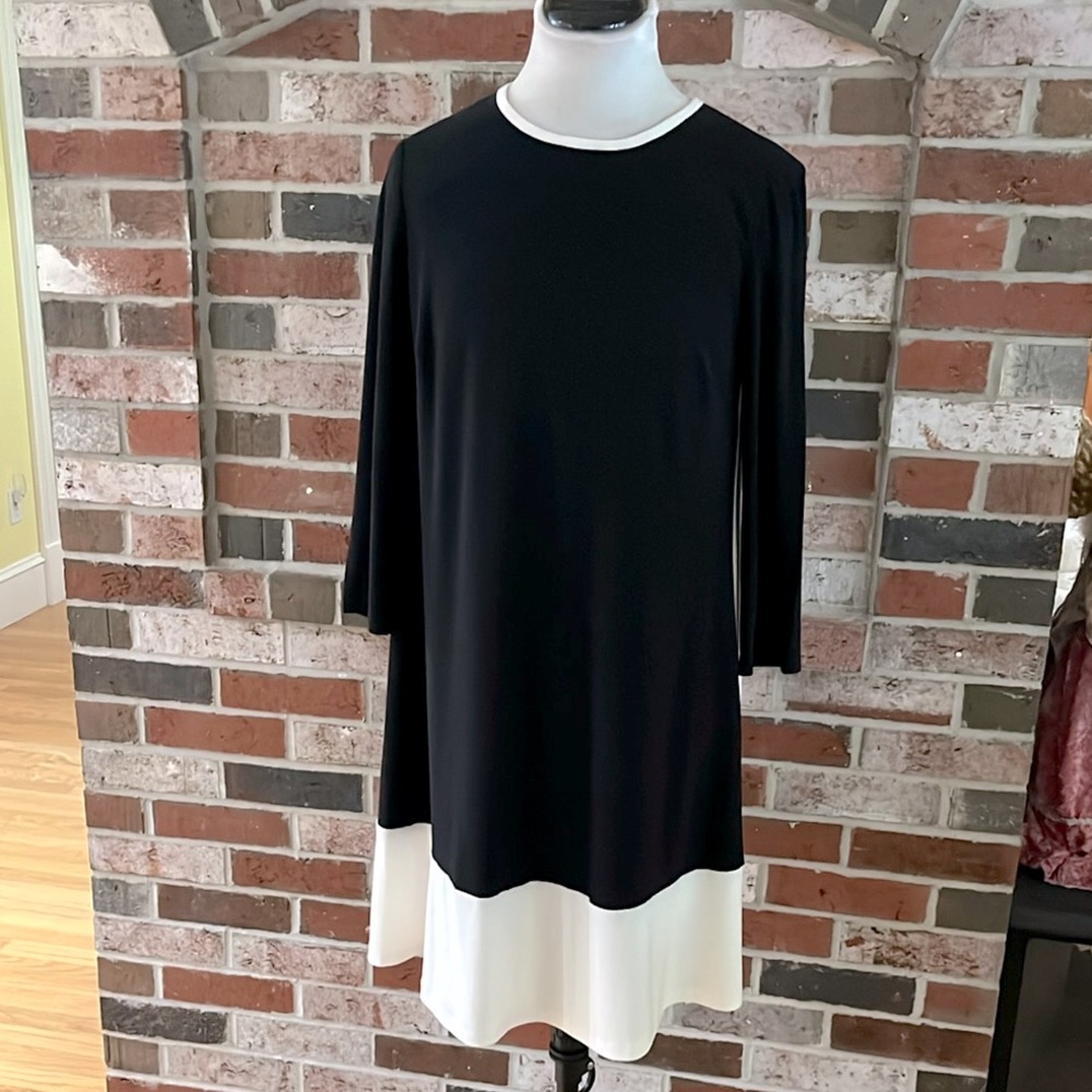 LAUREN RALPH LAUREN Black & White Colorblock Flared Dress - Picture 3 of 8